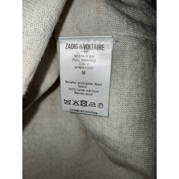 Zadig & Voltaire Nosfa Wool Sweater - Rock Rhinestone Back & rolled hem - size M - Picture 6 of 7
